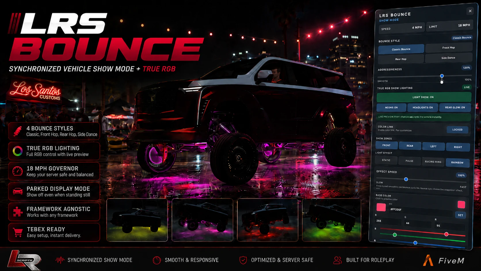 LRS Bounce synchronized vehicle Show Mode and True RGB